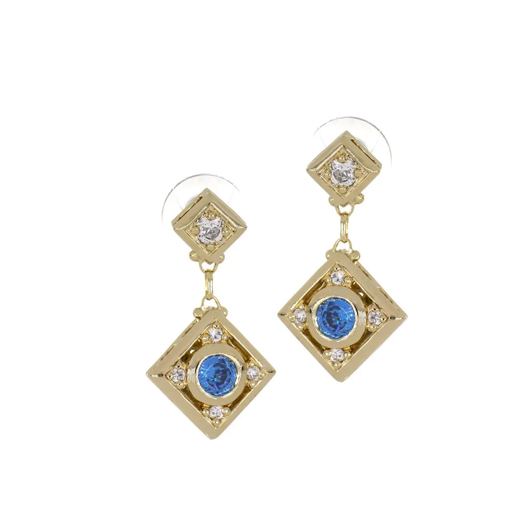 Gilded Collection Diamond Shape Two Stone Drop Earring - John Medeiros Jewelry Collections
