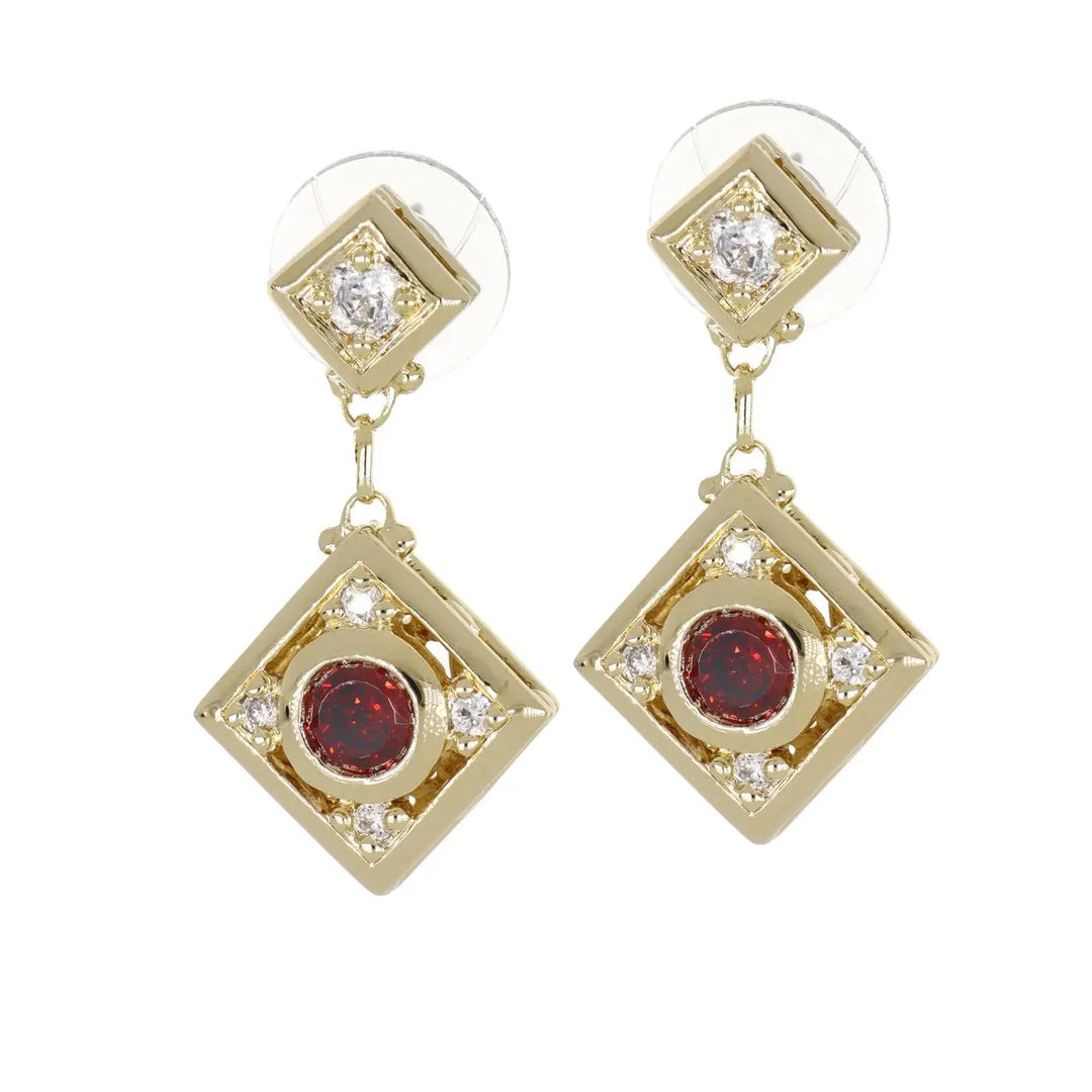 Gilded Collection Diamond Shape Two Stone Drop Earring - John Medeiros Jewelry Collections