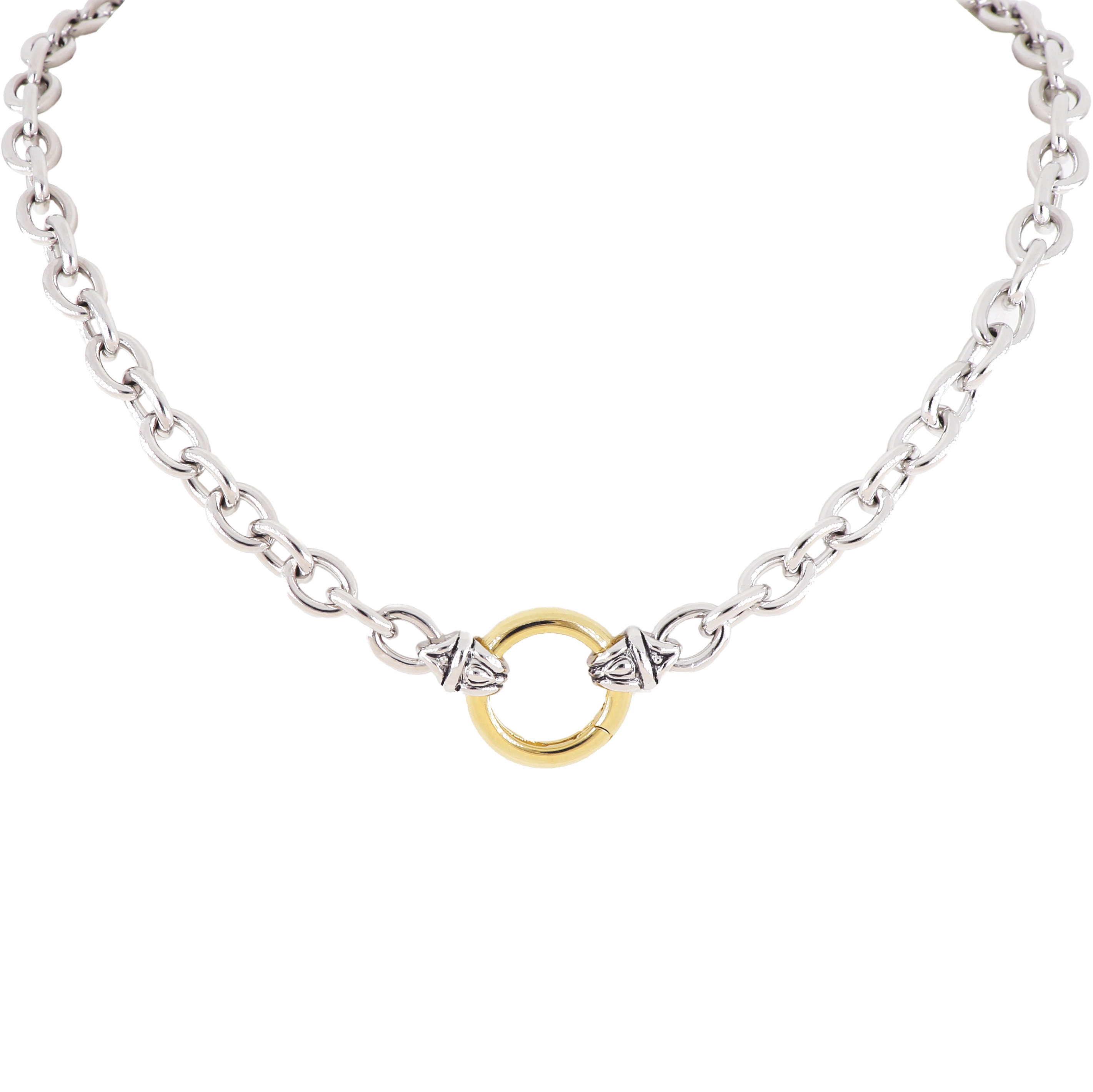 20th Anniversary - Large Link Spring Ring Two-Tone Necklace – John ...