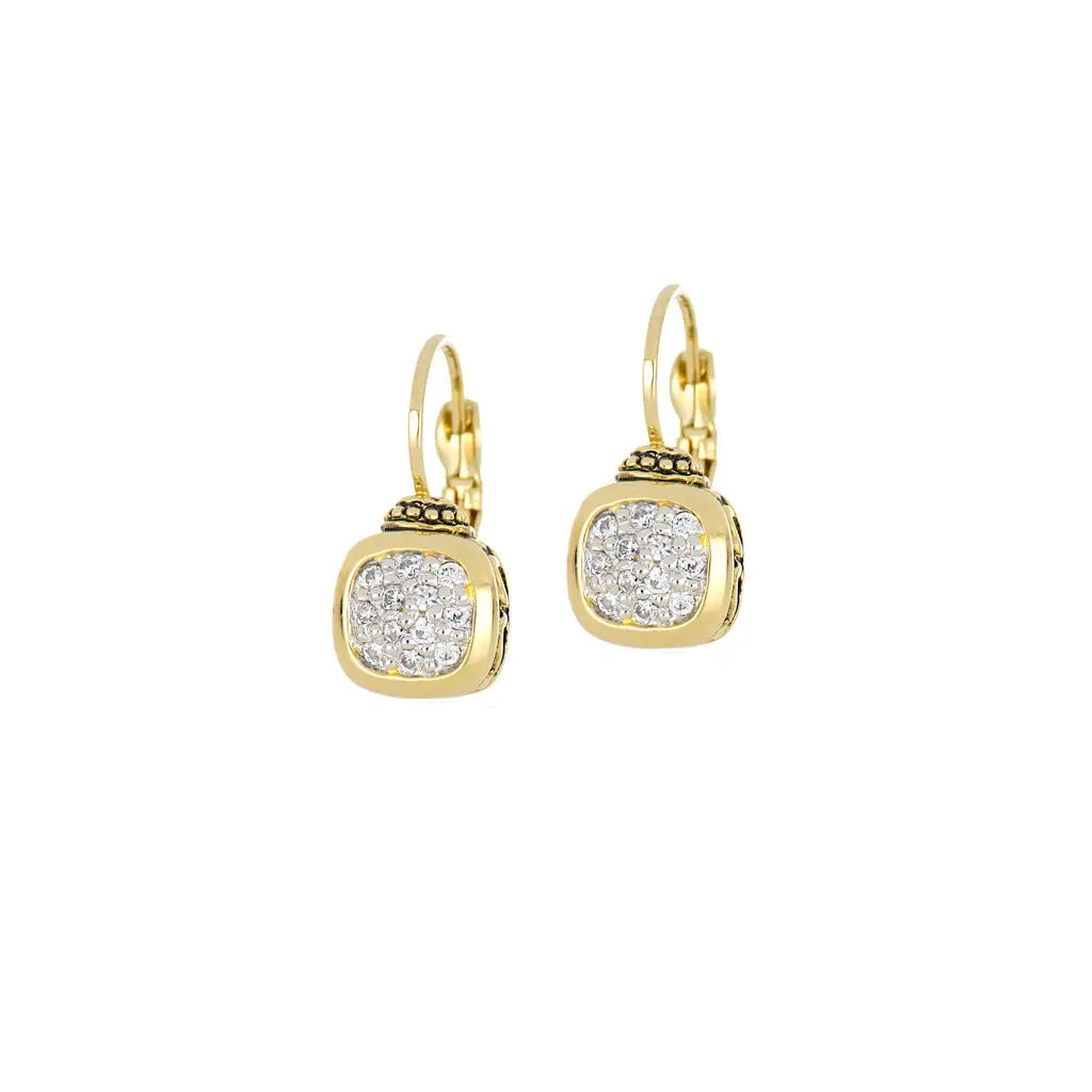 Nouveau Collection - Cushion Pavé Gold French Wire Earrings John Medeiros Jewelry Collections