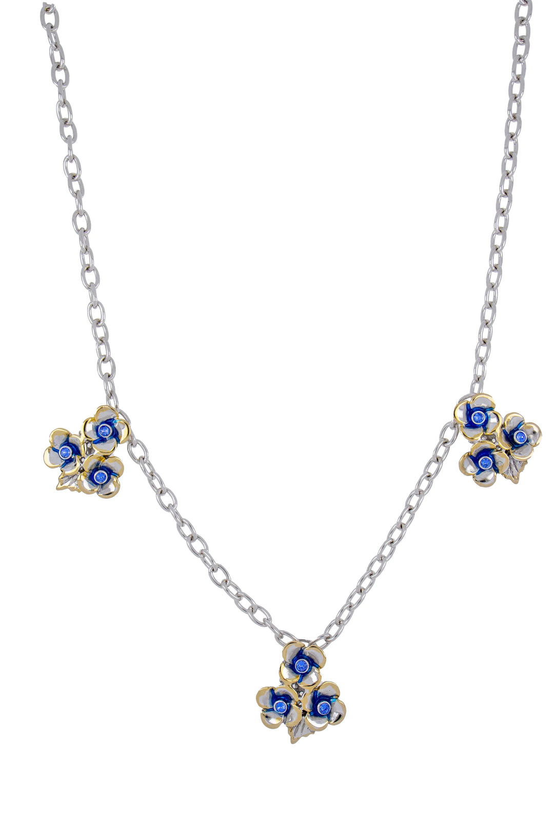 Novelão Collection Adjustable Three Flower Stations Two-Tone Necklace John Medeiros Jewelry Collections