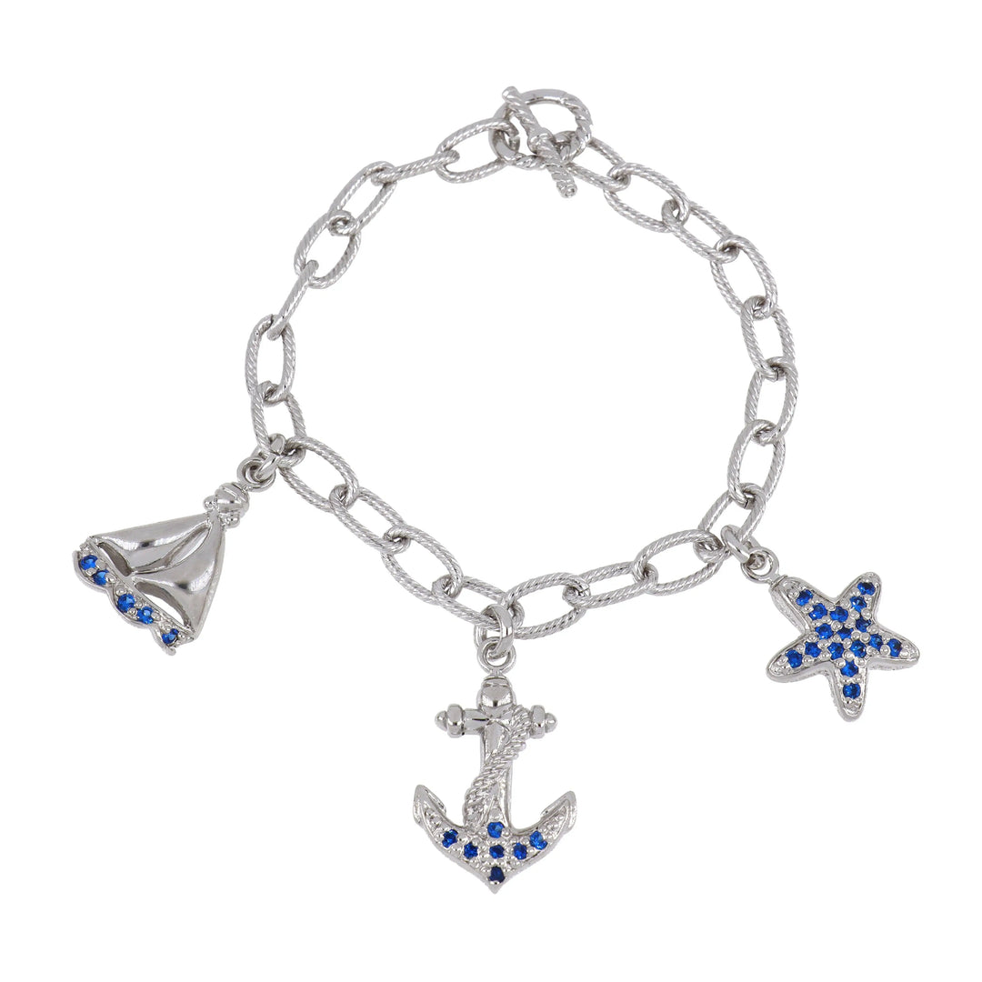 Ocean Nautical Charm Bracelet 7" John Medeiros Jewelry Collections   Blue