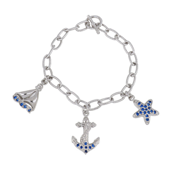 Ocean Nautical Charm Bracelet 7" John Medeiros Jewelry Collections   Blue