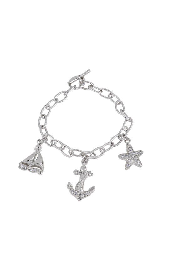 Ocean Nautical Charm Bracelet 7" John Medeiros Jewelry Collections   CZ