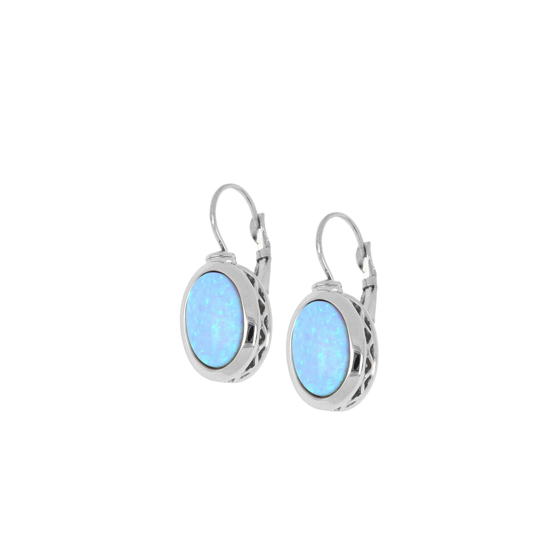 Opalas Do Mar Large Oval-Shaped Stone French Wire Earrings John Medeiros Jewelry Collections