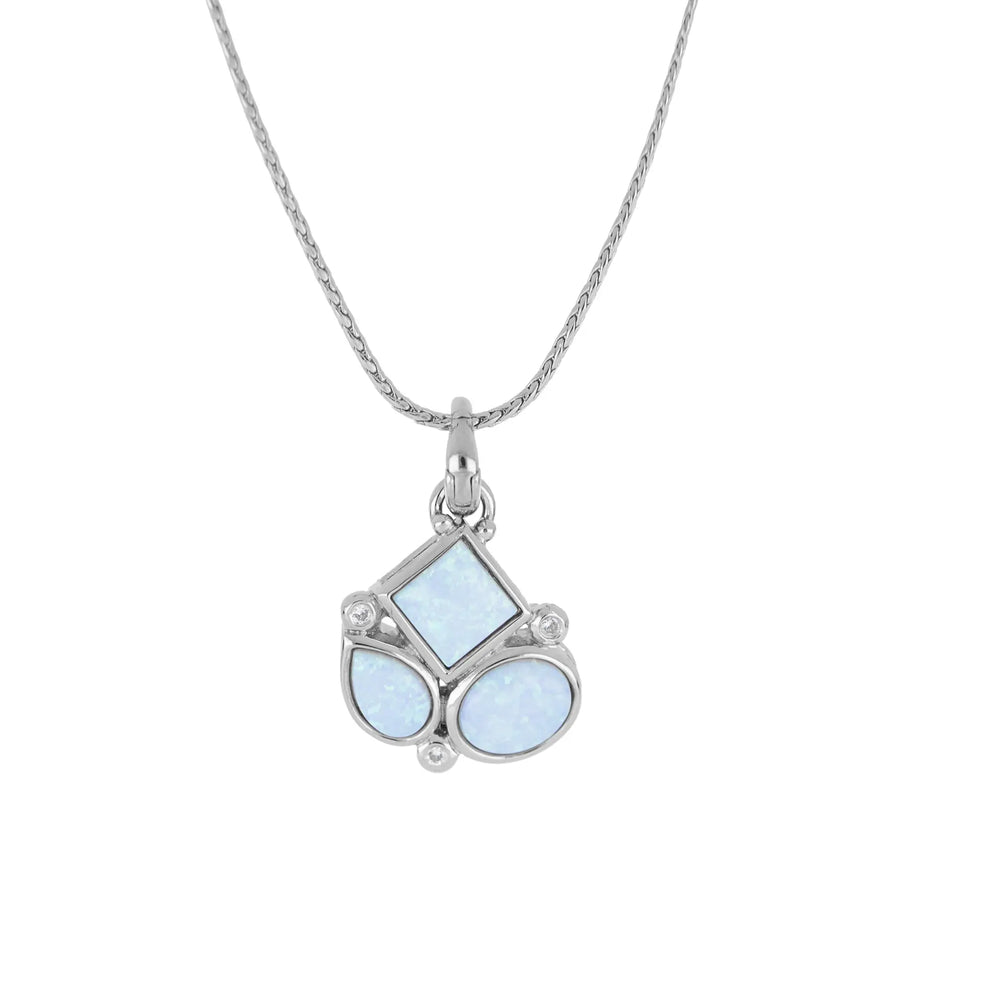 Opalas do Mar Collection - 3 Small Blue Opal Pendant with 3 CZ 16-18” Chain John Medeiros Jewelry Collections