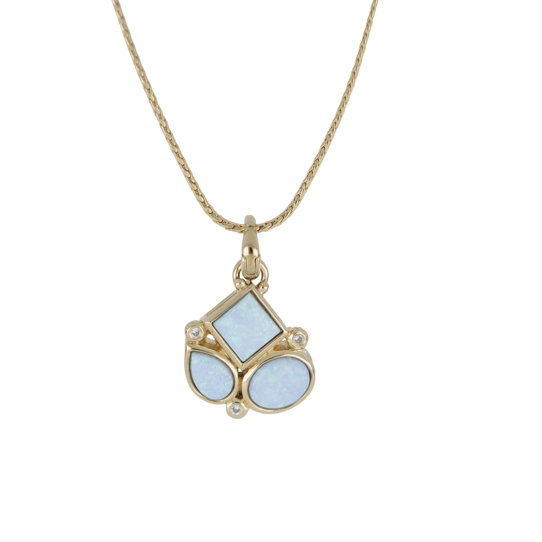 Opalas do Mar Collection - 3 Small Blue Opal Pendant with 3 CZ 16-18” Chain John Medeiros Jewelry Collections