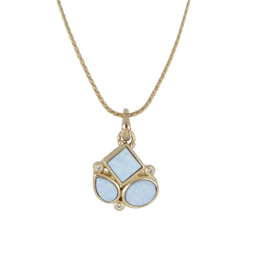 Opalas do Mar Collection - 3 Small Blue Opal Pendant with 3 CZ 16-18” Chain John Medeiros Jewelry Collections