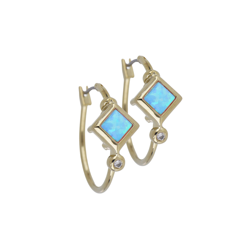 Opalas do Mar Collection - Blue Diamond Opal Hoop Earrings   