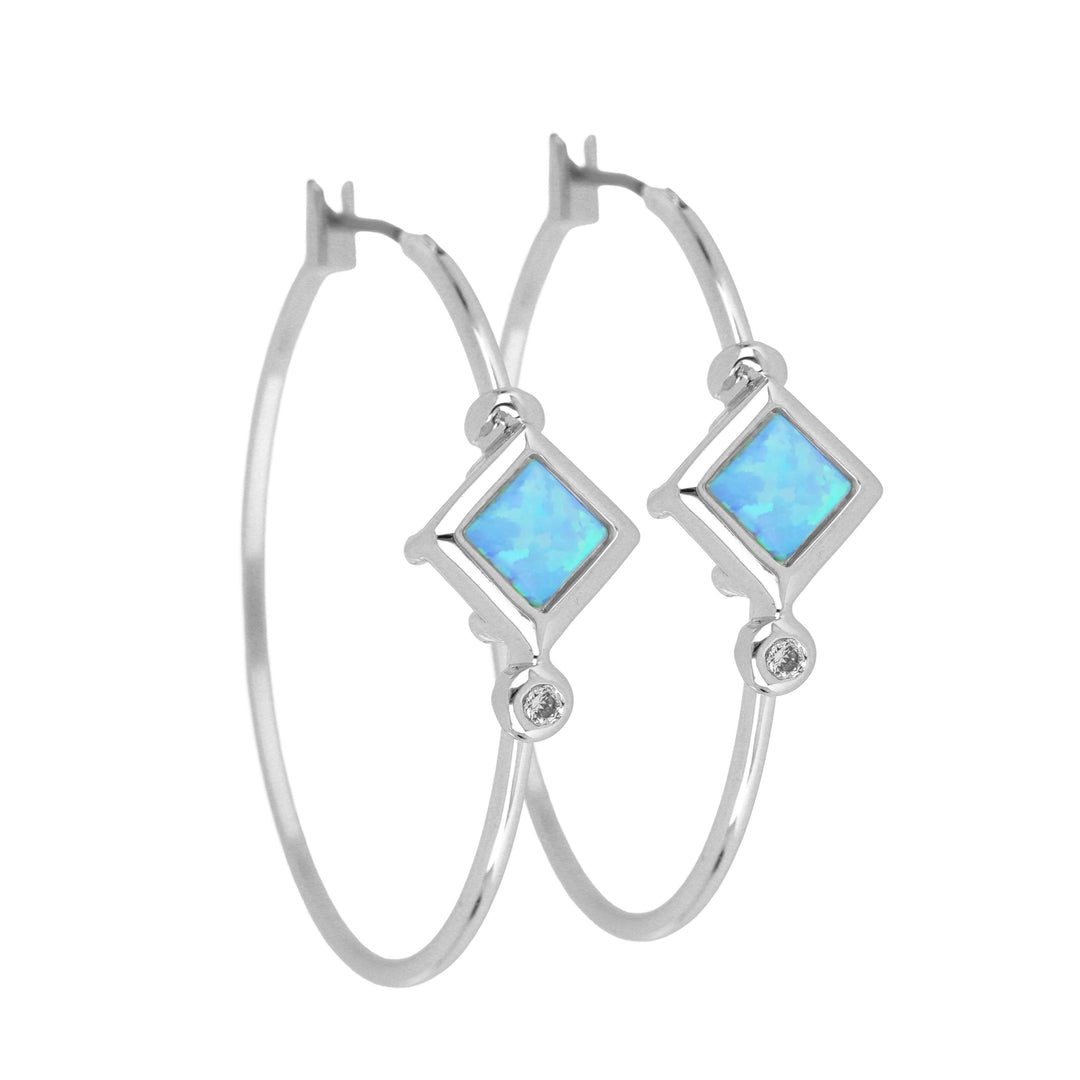 Opalas do Mar Collection - Blue Diamond Opal Hoop Earrings   