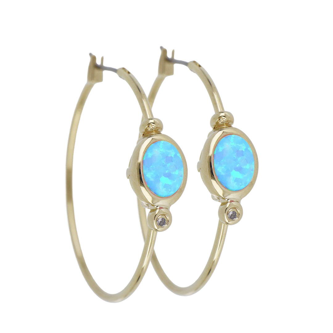 Opalas do Mar Collection - Blue Opal Oval Hoop Earrings   
