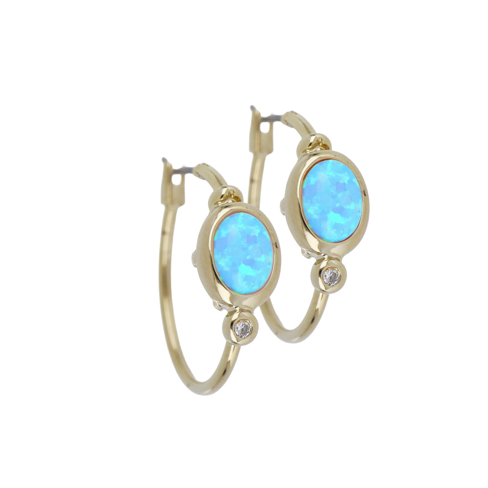 Opalas do Mar Collection - Blue Opal Oval Hoop Earrings   