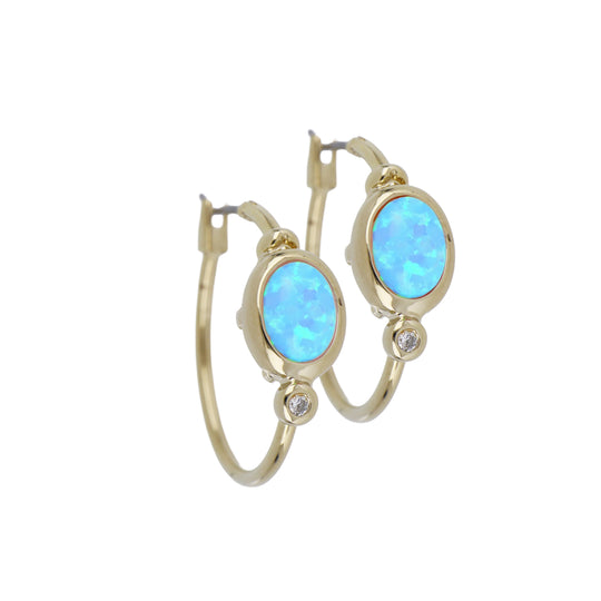 Opalas do Mar Collection - Blue Opal Oval Hoop Earrings   