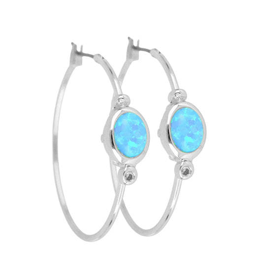 Opalas do Mar Collection - Blue Opal Oval Hoop Earrings   