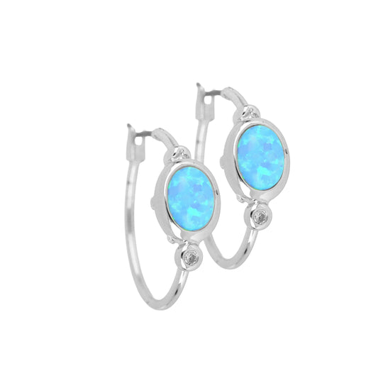 Opalas do Mar Collection - Blue Opal Oval Hoop Earrings   