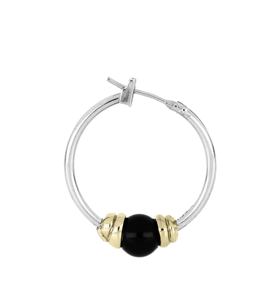 Pérola Collection - Black Onyx Small Hoop Two-Tone Earrings John Medeiros Jewelry Collections
