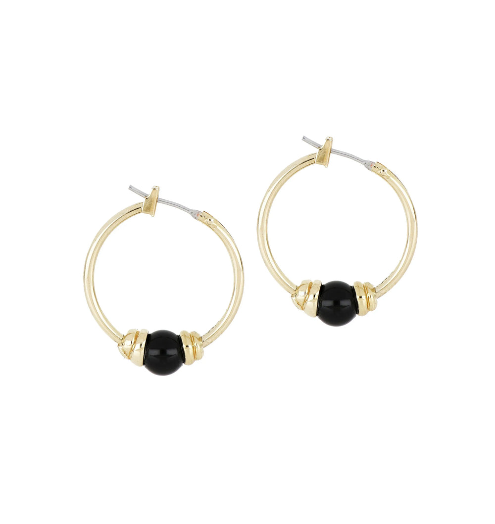 Pérola Collection - Hoop Earrings - Handcrafted jewelry Gold-Black-Onyx