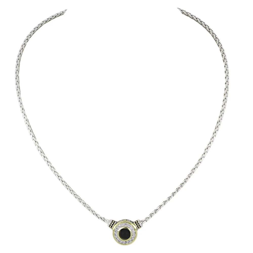 Pérola Collection - Pavé & Center Stone Necklace John Medeiros Jewelry Collections   Black Onyx