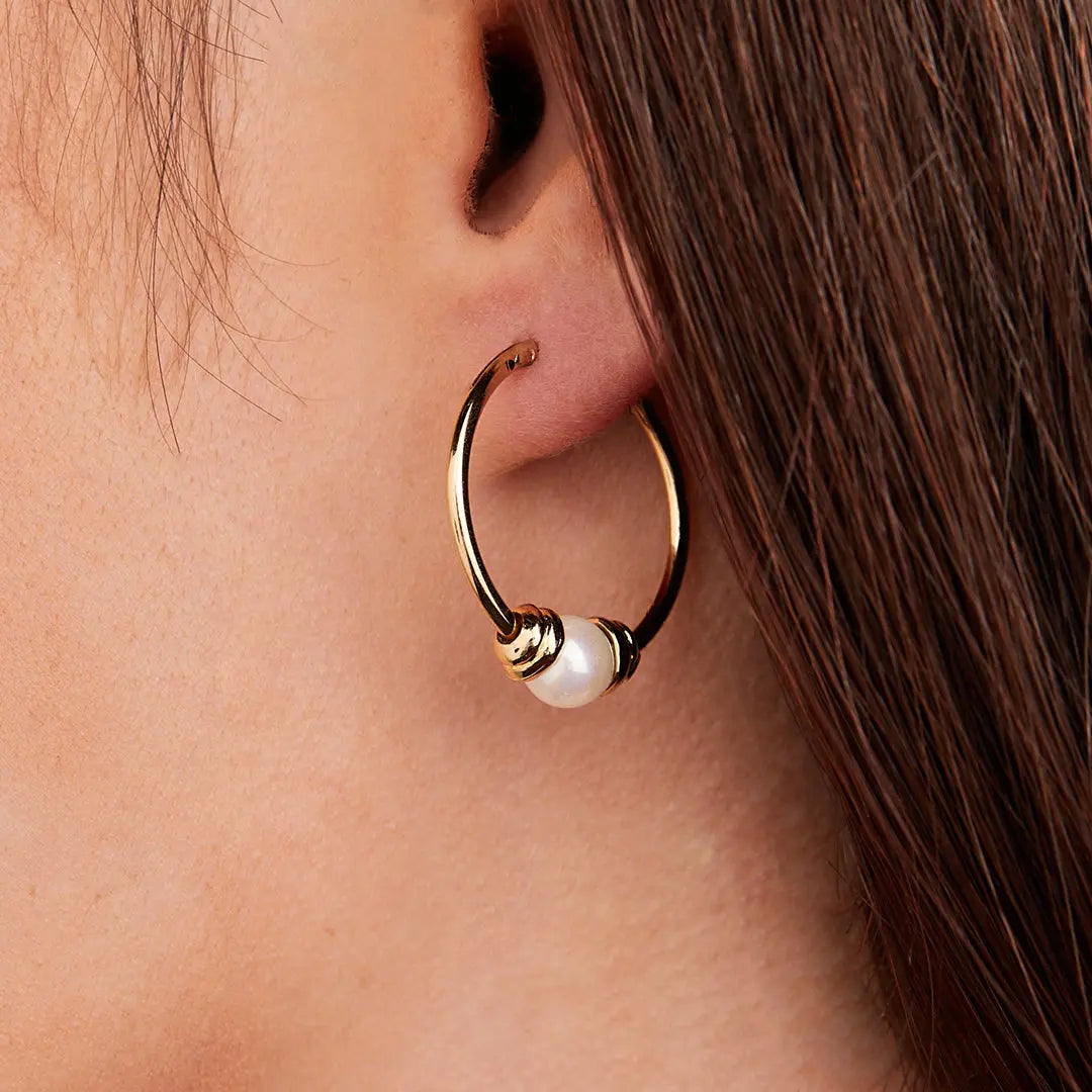 Pérola Collection - Pearl Small Hoop Earrings John Medeiros Jewelry Collections