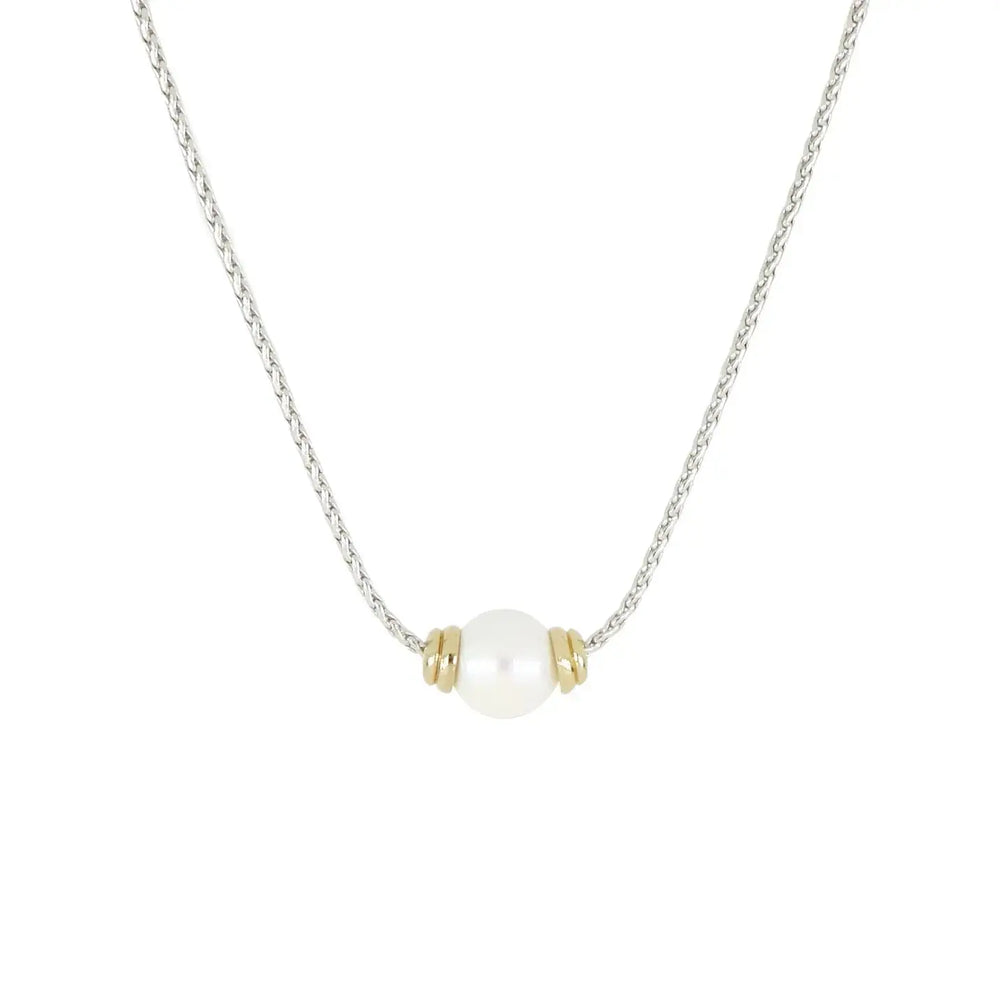 Pérola Collection - Single Stone Necklace John Medeiros Jewelry Collections   Two-Tone / Pearl