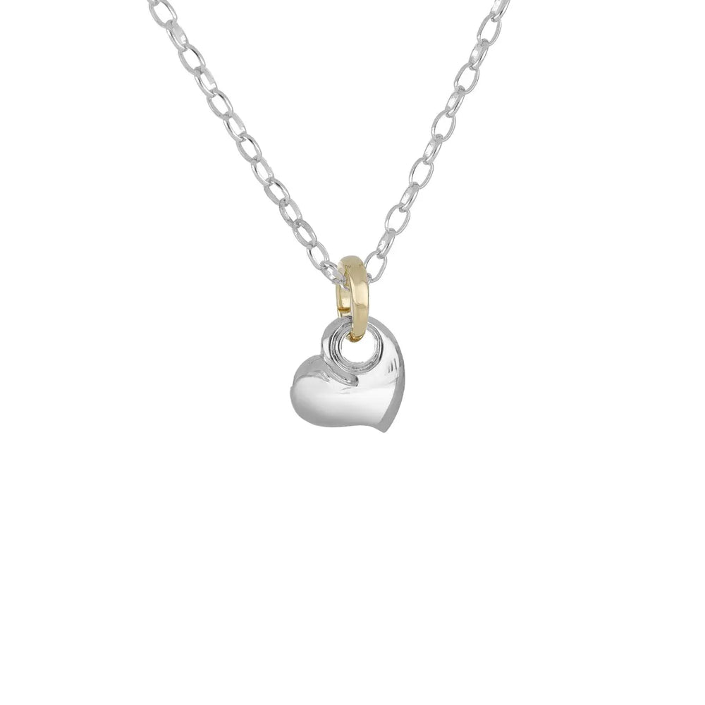 Puffed Heart Small Necklace 16-18” Heart & Chain Two Tone John Medeiros Jewelry Collections