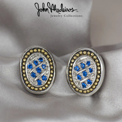 *Retired* September Birthstone Oval Pave Post Clip Earrings