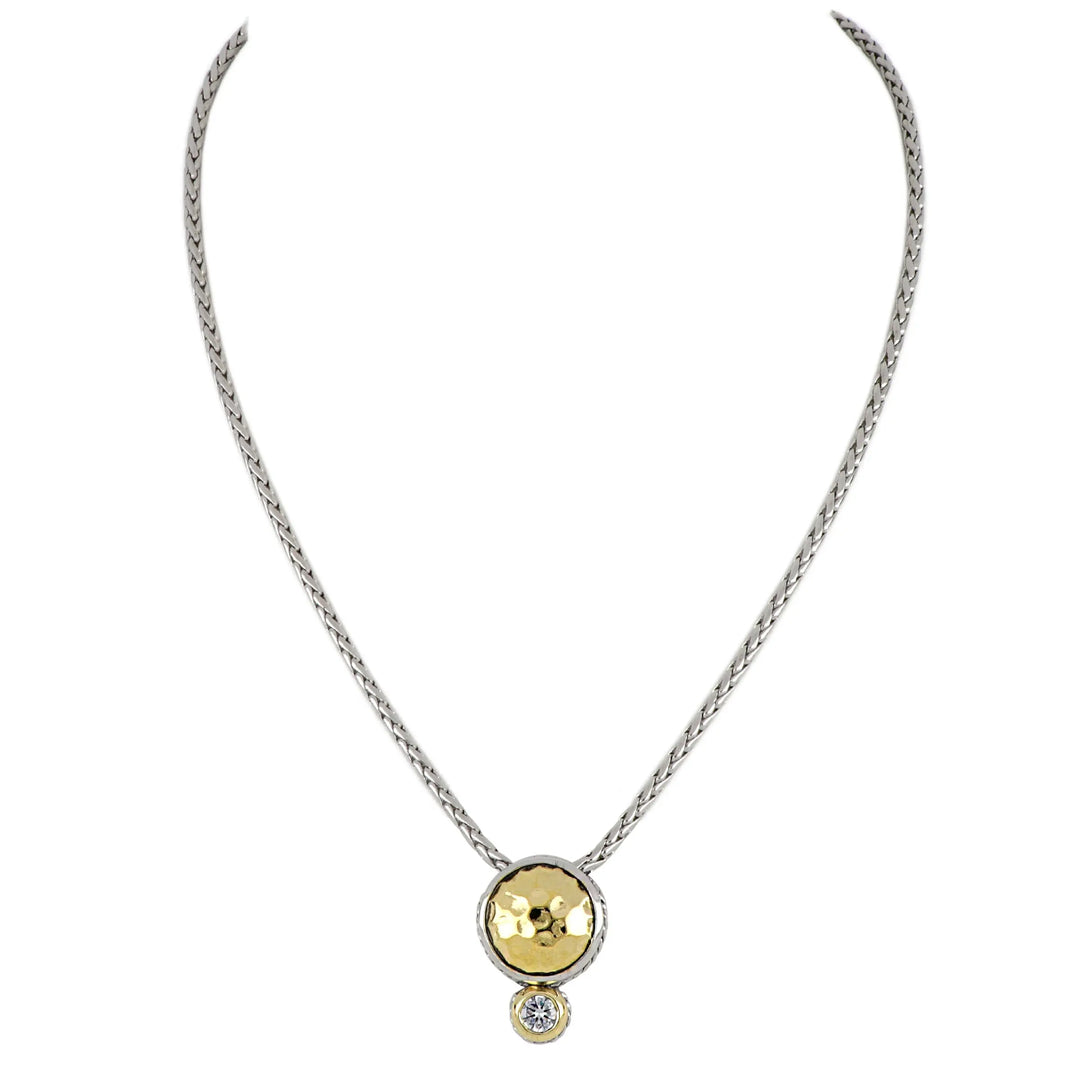 *Retired* Nouveau Collection - Hammered Series Single Cubic Zirconia Necklace John Medeiros Jewelry Collections