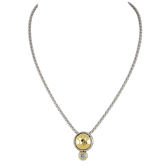 *Retired* Nouveau Collection - Hammered Series Single Cubic Zirconia Necklace John Medeiros Jewelry Collections