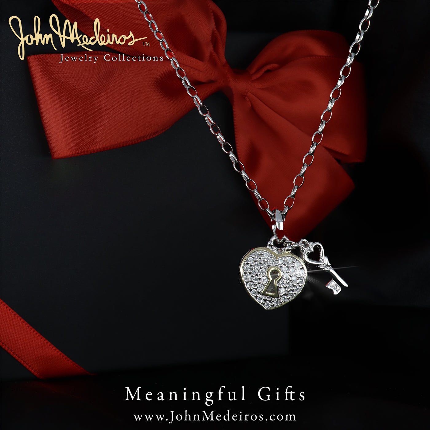 Love Heart Padlock Key Pendant Necklace - Custom Length - Shendell's Ladies  Rings