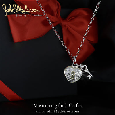 Celebration Petite Pavé - Heart & Key Necklace