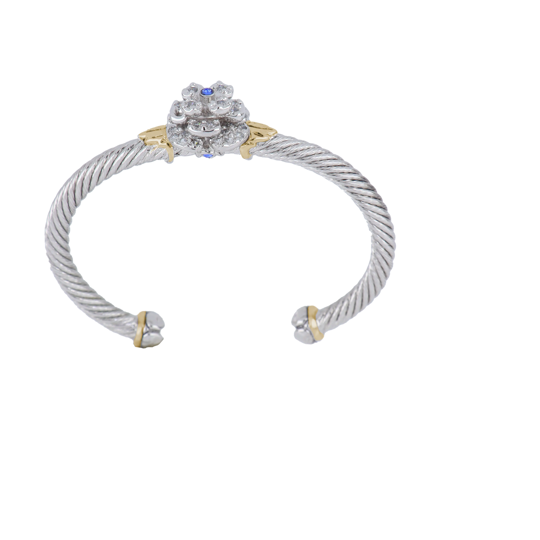 Novelão Collection Center Flower Pavé Cuff Bracelet -  Two-Tone -  John Medeiros Jewelry Collections