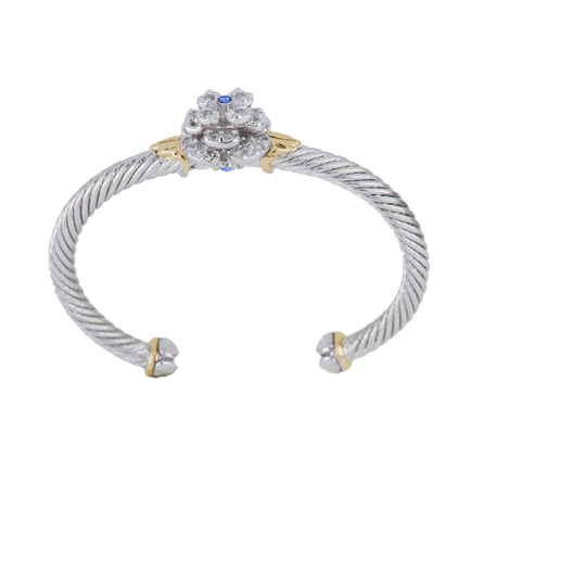 Novelão Collection Center Flower Pavé Cuff Bracelet -  Two-Tone -  John Medeiros Jewelry Collections