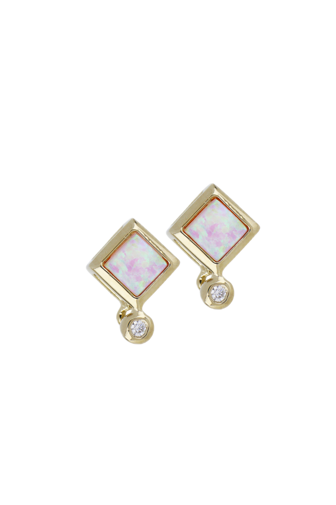 Opalas do Mar Diamond Shape Pink Opal Stud Post Earrings