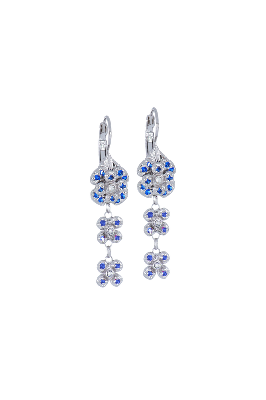 Novelão Collection French Wire Drop Earrings -  Blue-W-CZ-Center -  John Medeiros Jewelry Collections