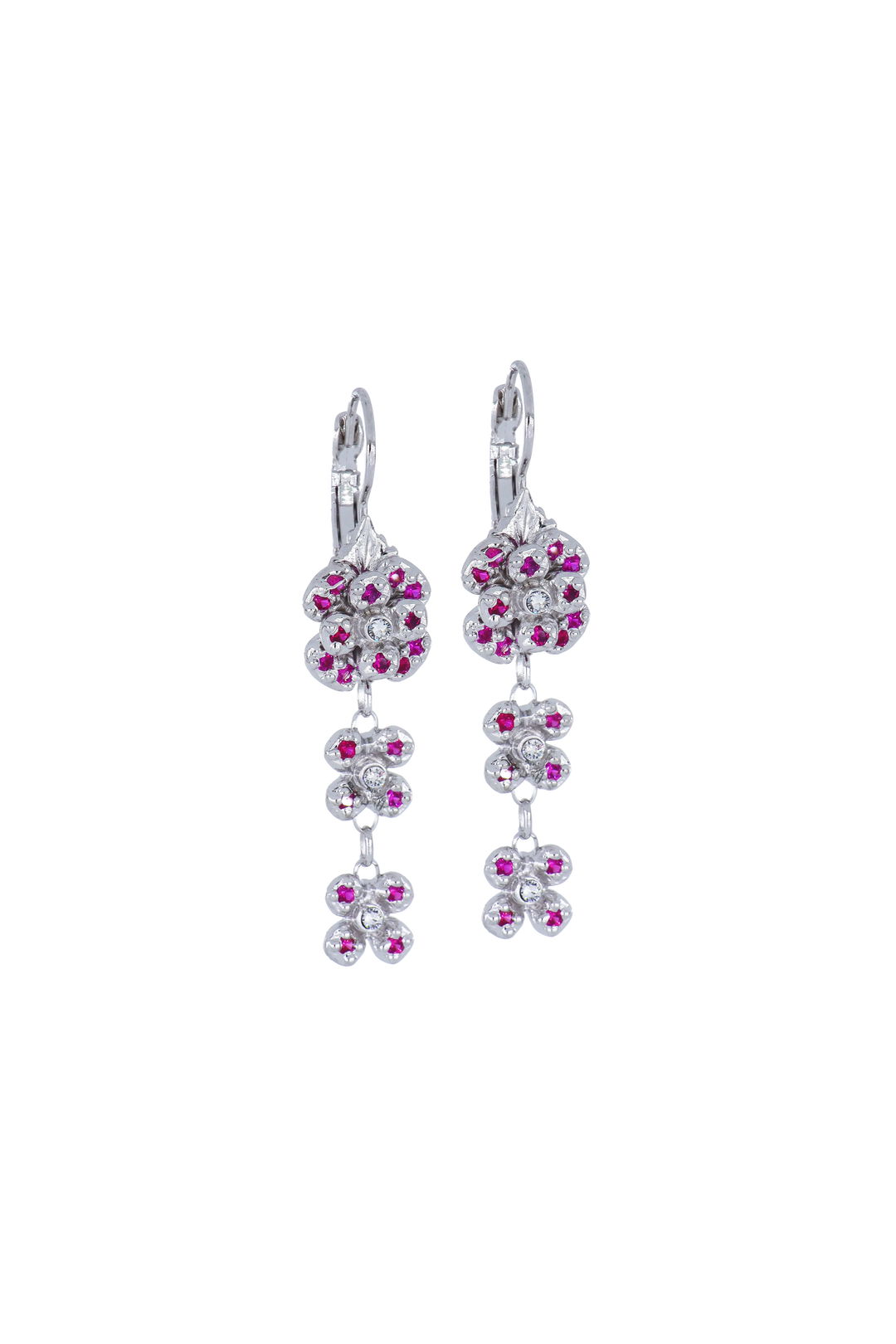 Novelão Collection French Wire Drop Earrings -  Pink-W-CZ-Center -  John Medeiros Jewelry Collections