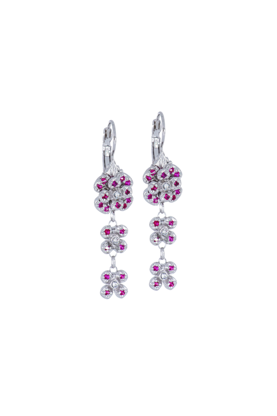 Novelão Collection French Wire Drop Earrings -  Pink-W-CZ-Center -  John Medeiros Jewelry Collections