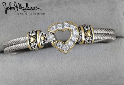 Heart Collection - Pavé Heart Double Wire Bracelet