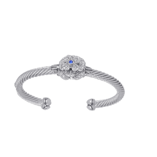 Novelão Collection Center Flower Pavé Cuff Bracelet -  Rhodium -  John Medeiros Jewelry Collections