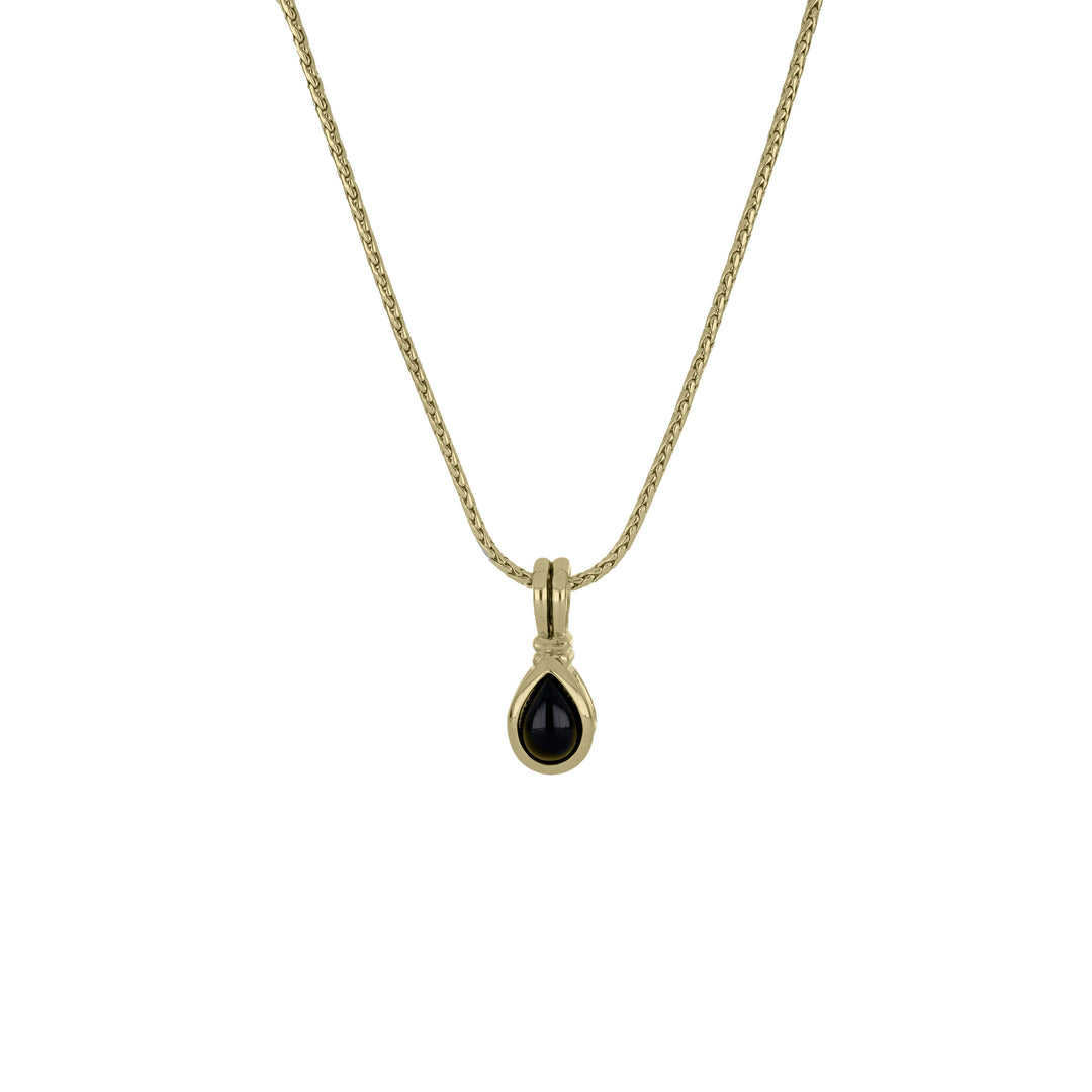 Blue Opal/Black Onyx Adjustable Pear-Shaped Pendant Necklace