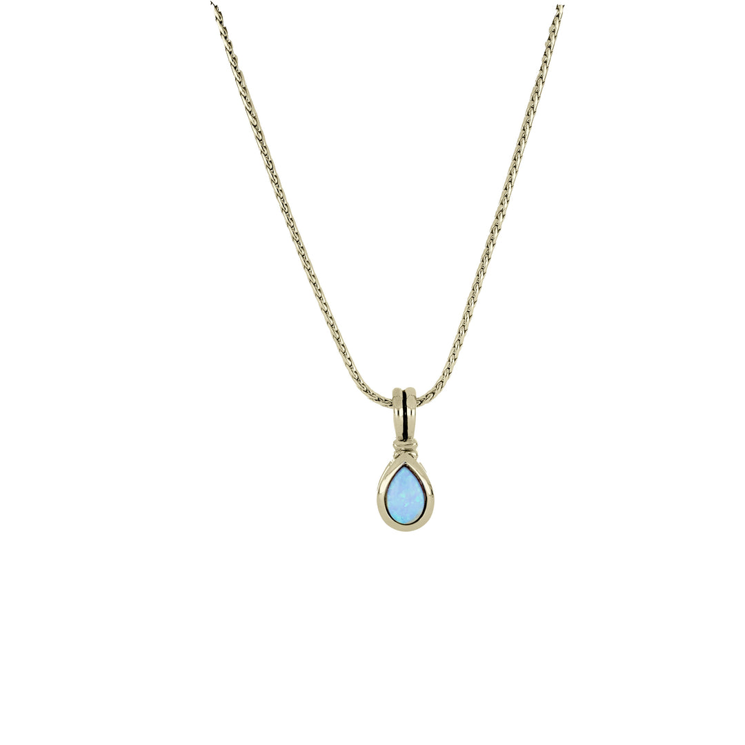 Blue Opal/Black Onyx Adjustable Pear-Shaped Pendant Necklace