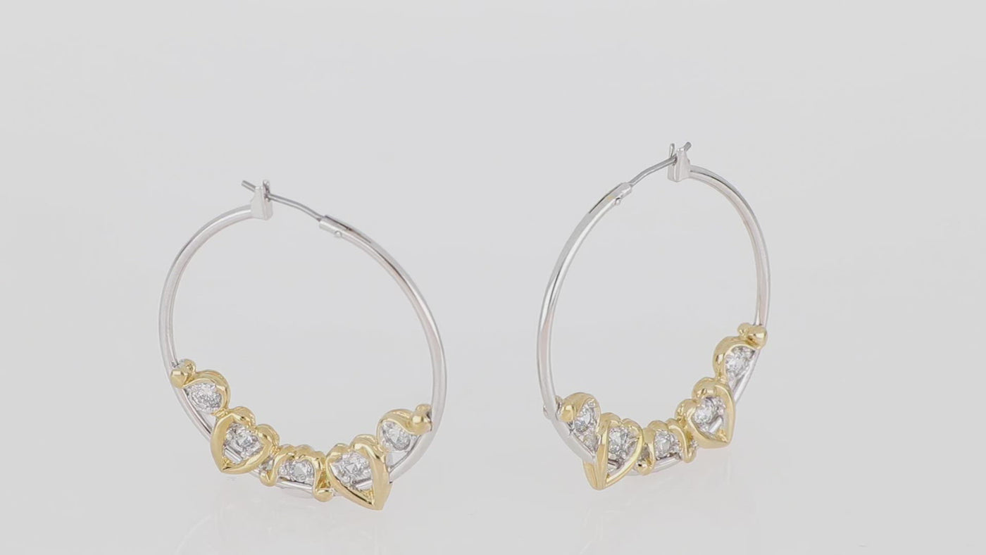 Heart Collection - Cubic Zirconia Large Hoop Earrings