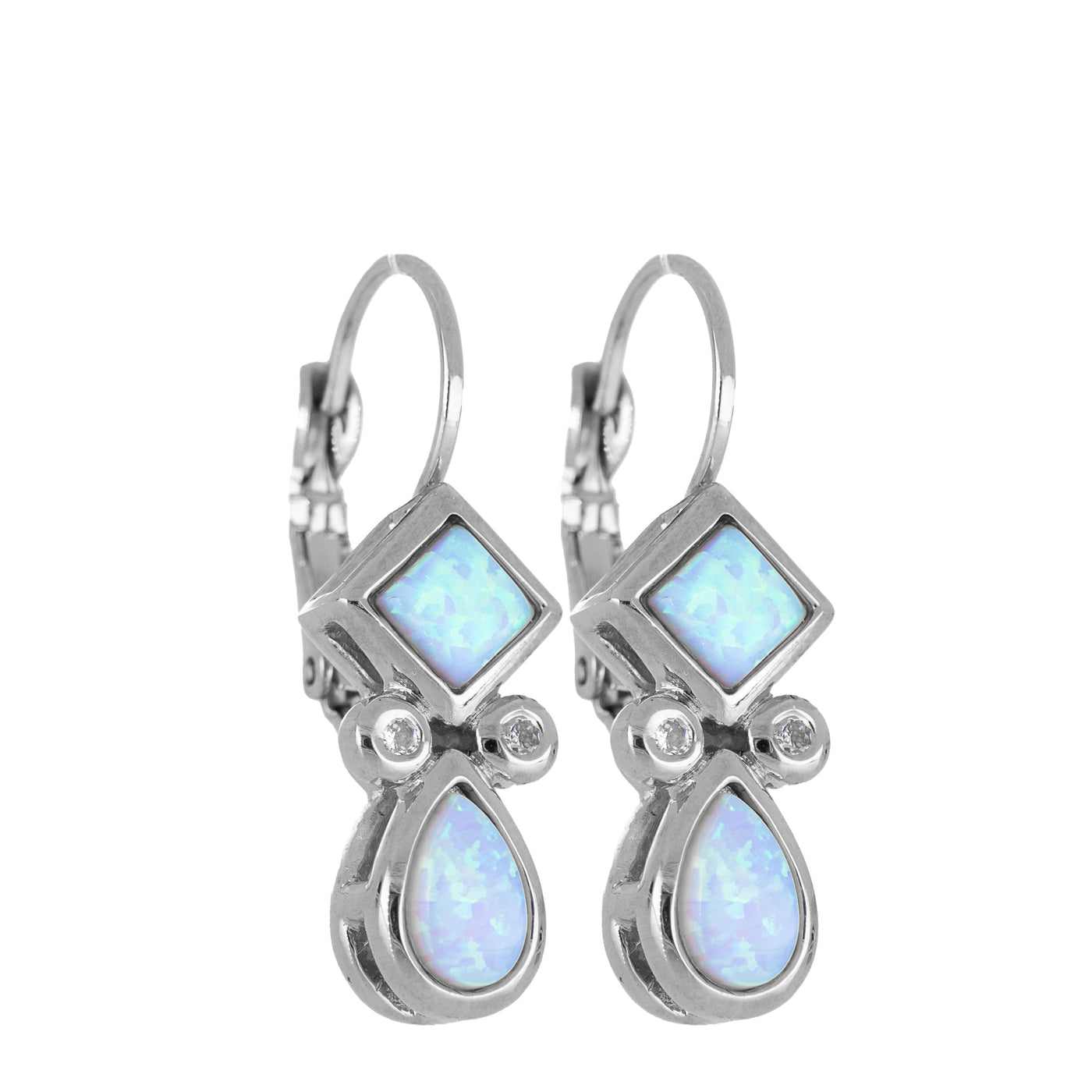 Opalas do Mar Collection - 2 Blue Opals French Wire Earrings