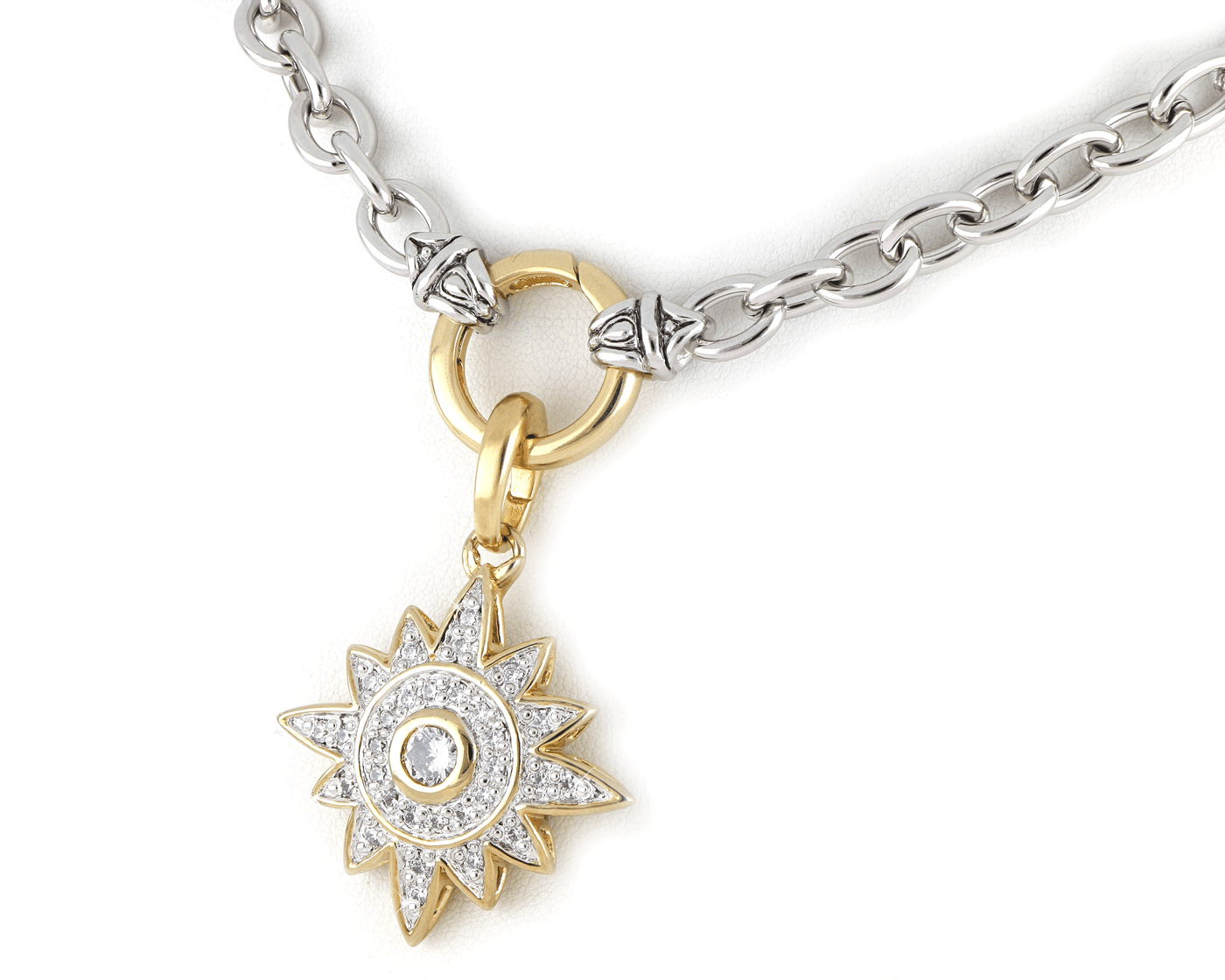 20th Anniversary - Sunburst on Spring Ring Necklace