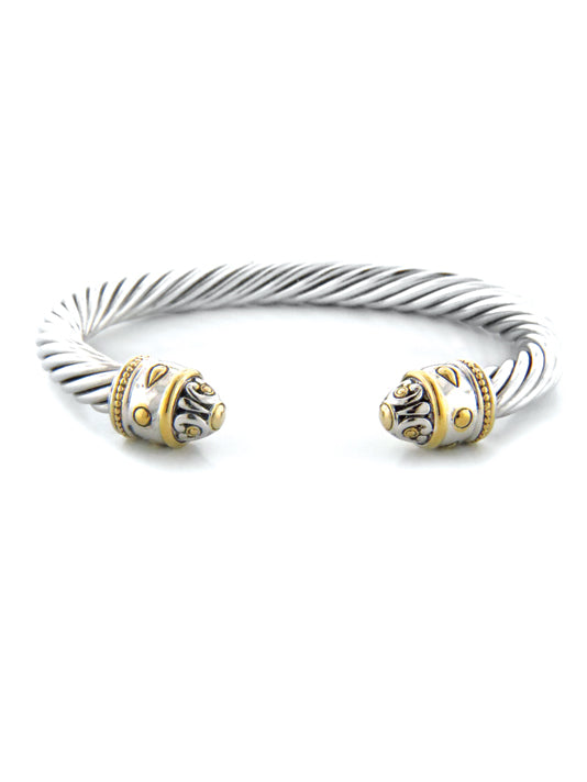 Nouveau Collection Large Two Tone Wire Cuff Bracelet