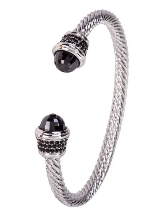 Briolette Wire Cuff Bracelet Black with Black Pavé