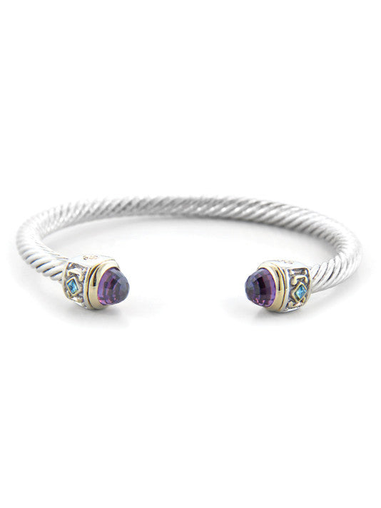 Nouveau Collection - Small Wire Cuff with Accent Stone