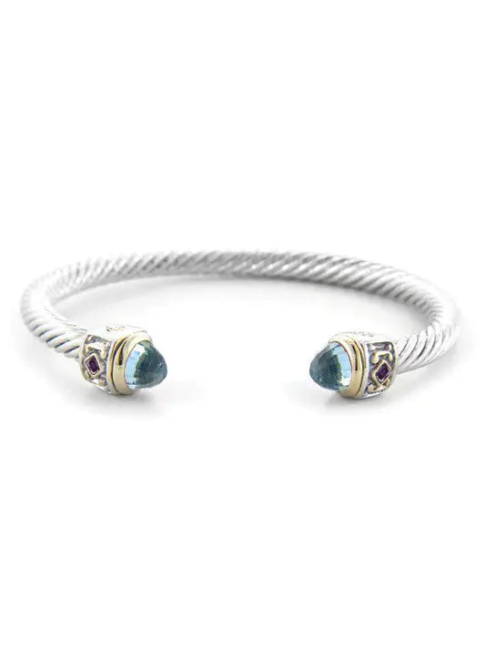 Nouveau Collection - Small Wire Cuff with Accent Stone