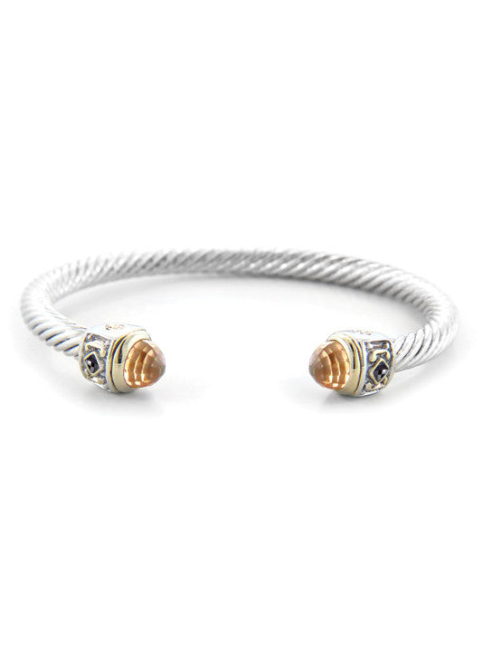 Nouveau Collection - Small Wire Cuff with Accent Stone