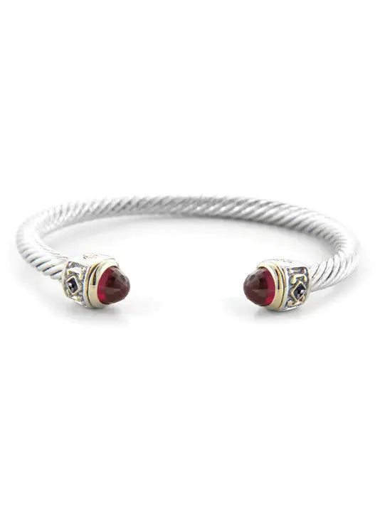 Nouveau Collection - Small Wire Cuff with Accent Stone