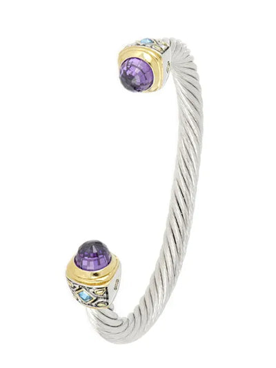Nouveau Collection - Large Wire Cuff with Accent Stone